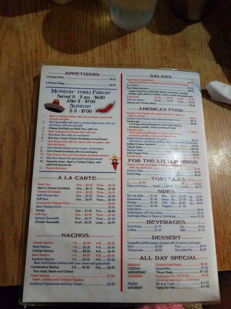 Hernandez Mexican Restaurant - Malakoff, TX menu_pic