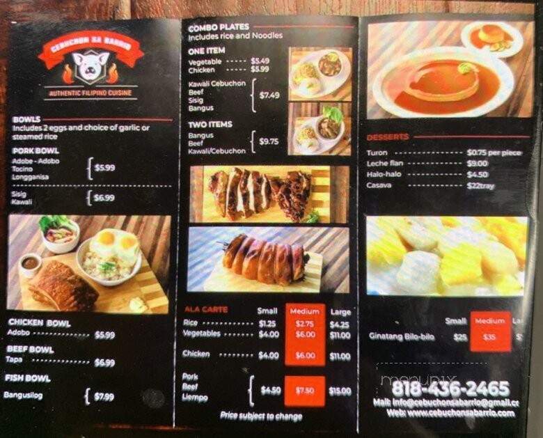 Cebuchon Sa Barrio - West Hills, CA menu_pic