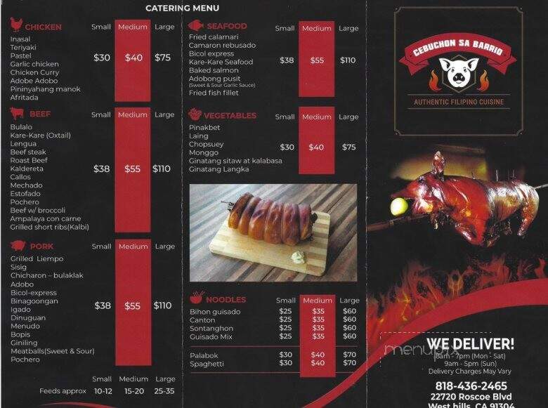 Cebuchon Sa Barrio - West Hills, CA menu_pic