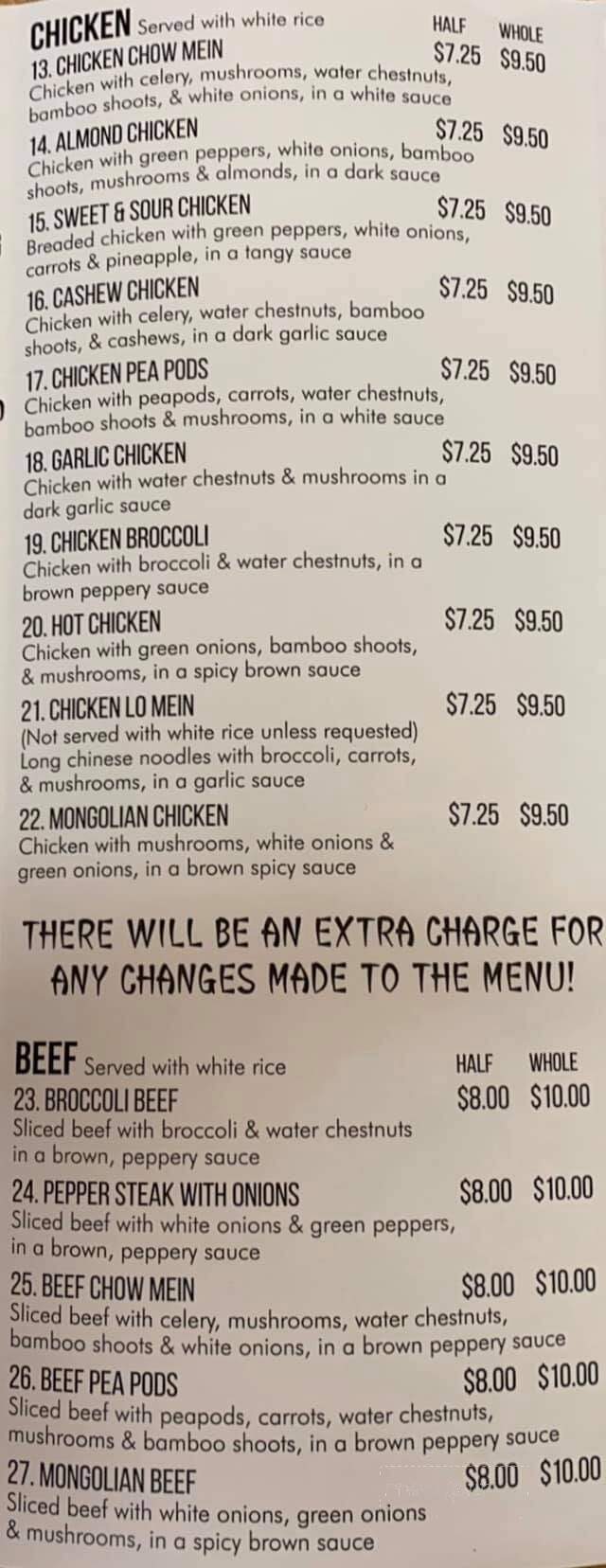 Nang's Chinese Restaurant - Nappanee, IN menu_pic