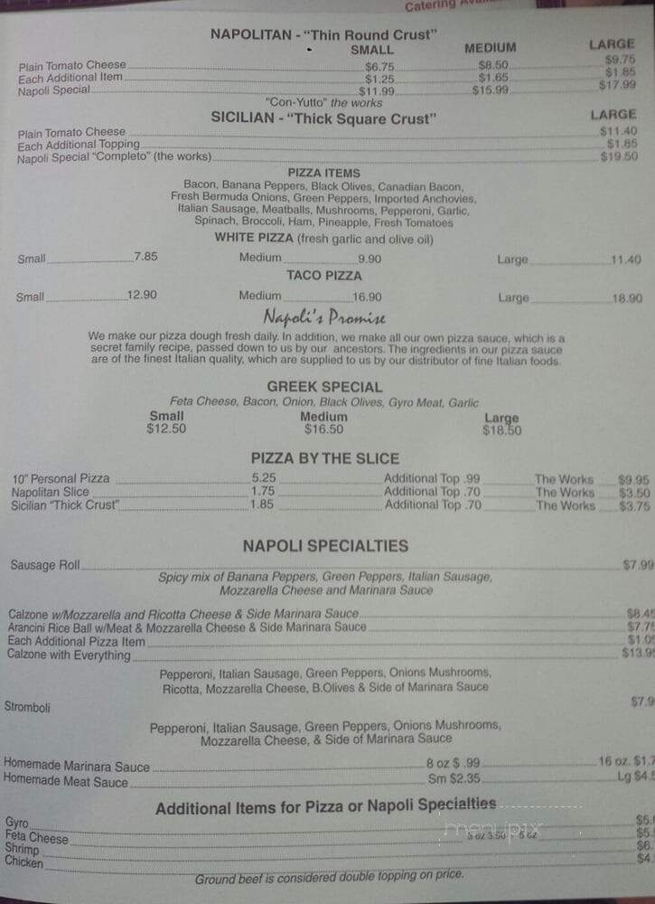 Napoli Pizzeria - Waldorf, MD menu_pic