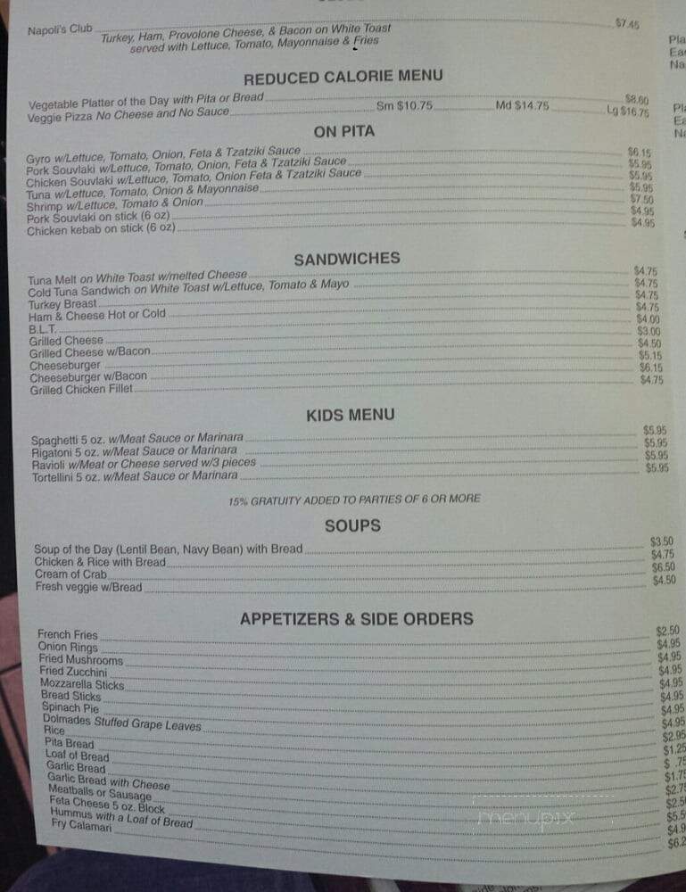 Napoli Pizzeria - Waldorf, MD menu_pic
