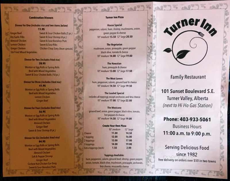 Turner Inn Family Restaurant - Turner Valley, AB menu_pic