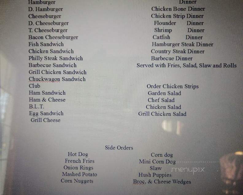Engle's Road Side Restaurant - Erwin, TN menu_pic