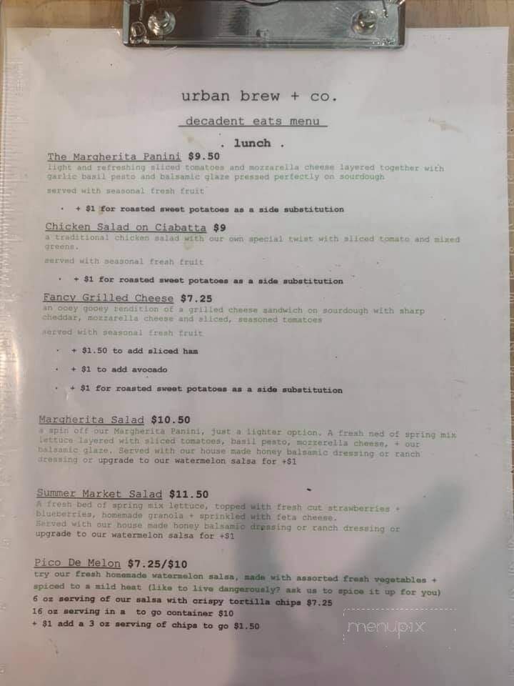 Urban Brew - Beaufort, SC menu_pic