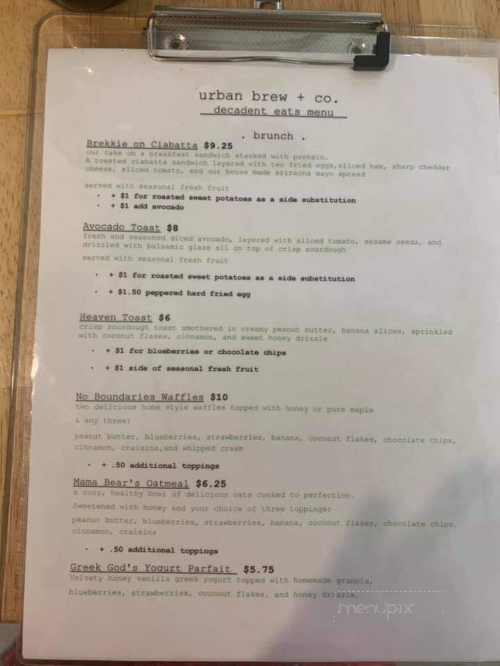 Urban Brew - Beaufort, SC menu_pic