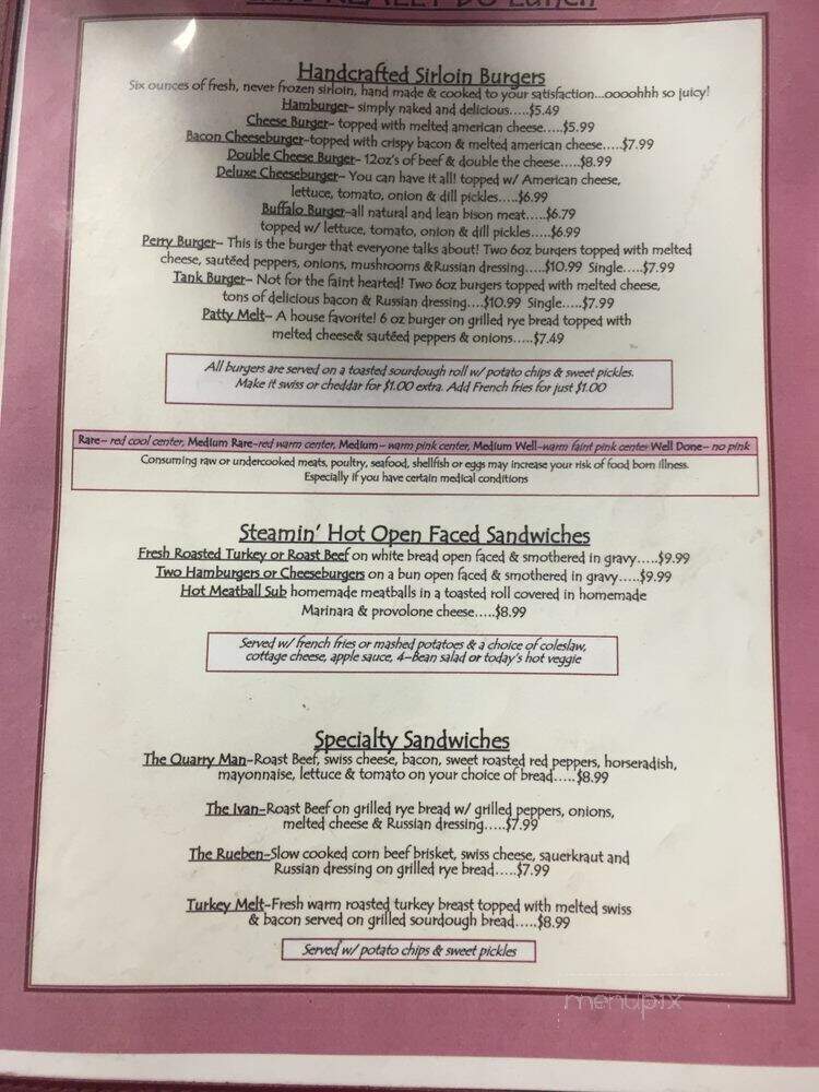 Perry's Main Street Eatery - Poultney, VT menu_pic