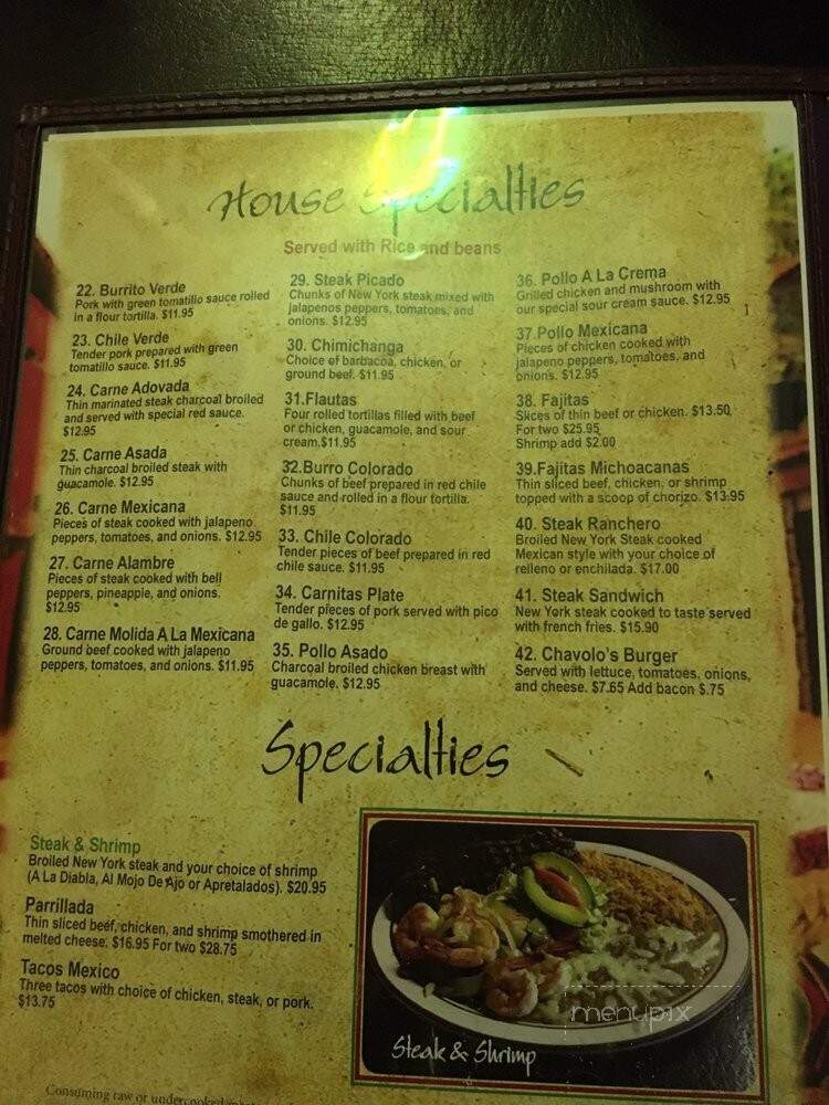Chavalo's Mexican Restaurant - Mancos, CO menu_pic