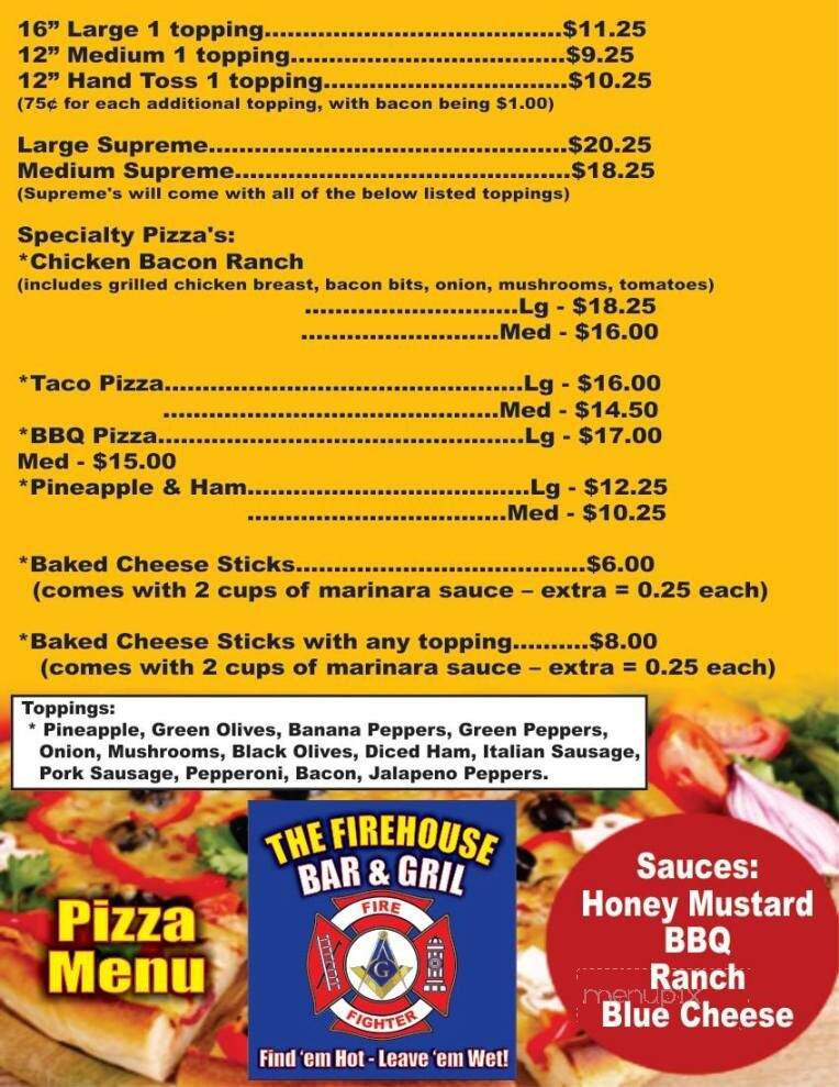 The Firehouse Bar & Grill - Winchester, IL menu_pic