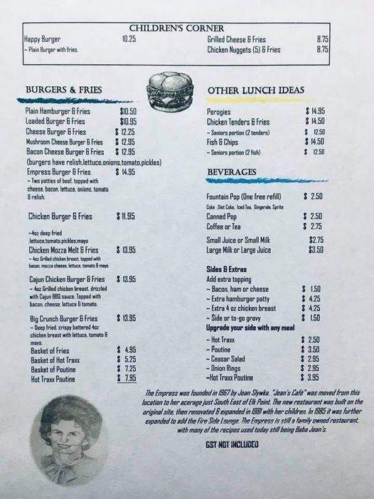 Empress Family Restaurant - Elk Point, AB menu_pic