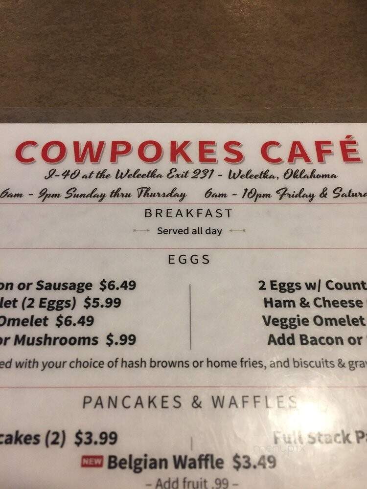 Cowpokes Cafe - Weleetka, OK menu_pic
