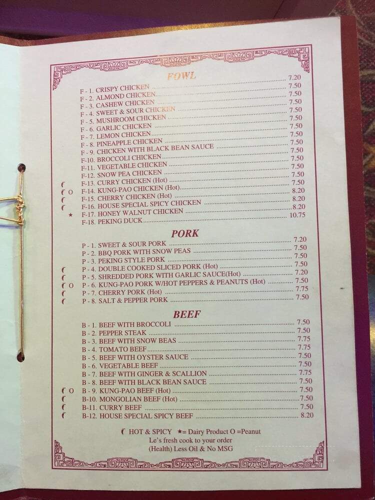 Le's Chinese Restaurant - Pioneer, CA menu_pic