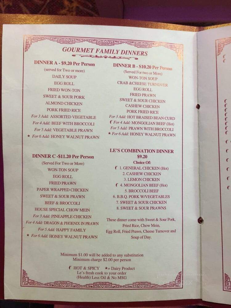 Le's Chinese Restaurant - Pioneer, CA