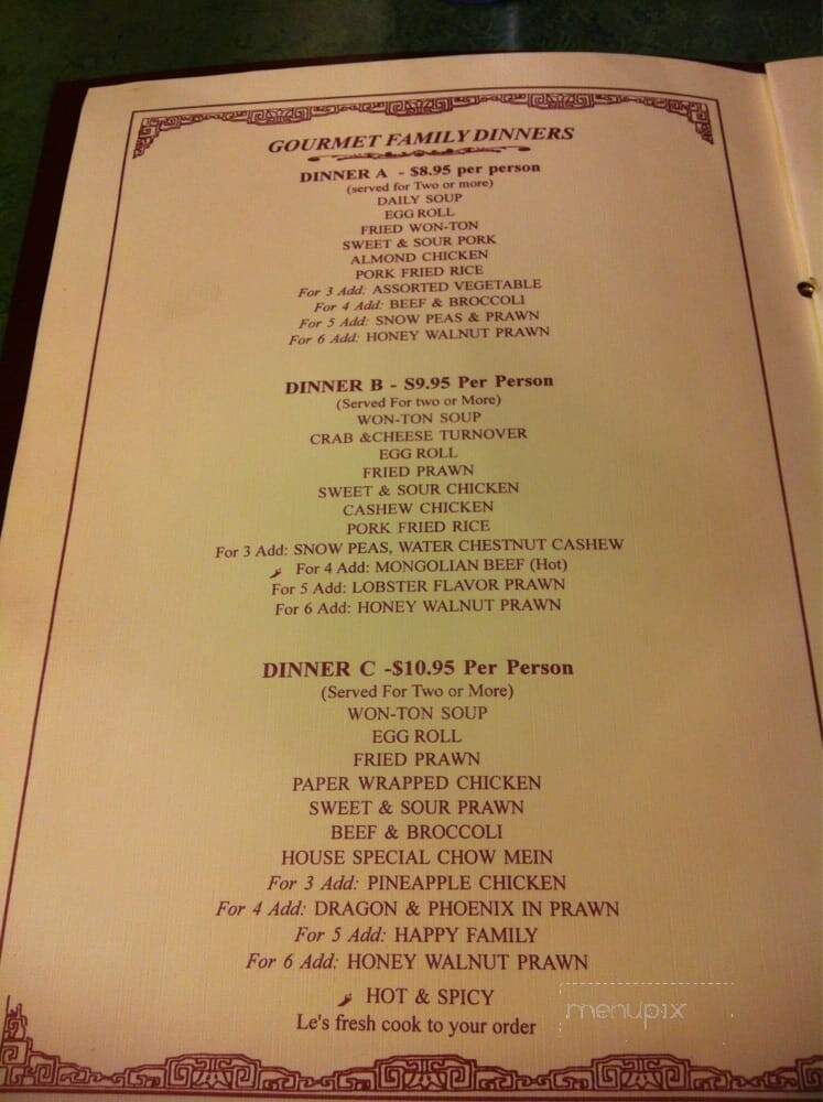 Le's Chinese Restaurant - Pioneer, CA menu_pic