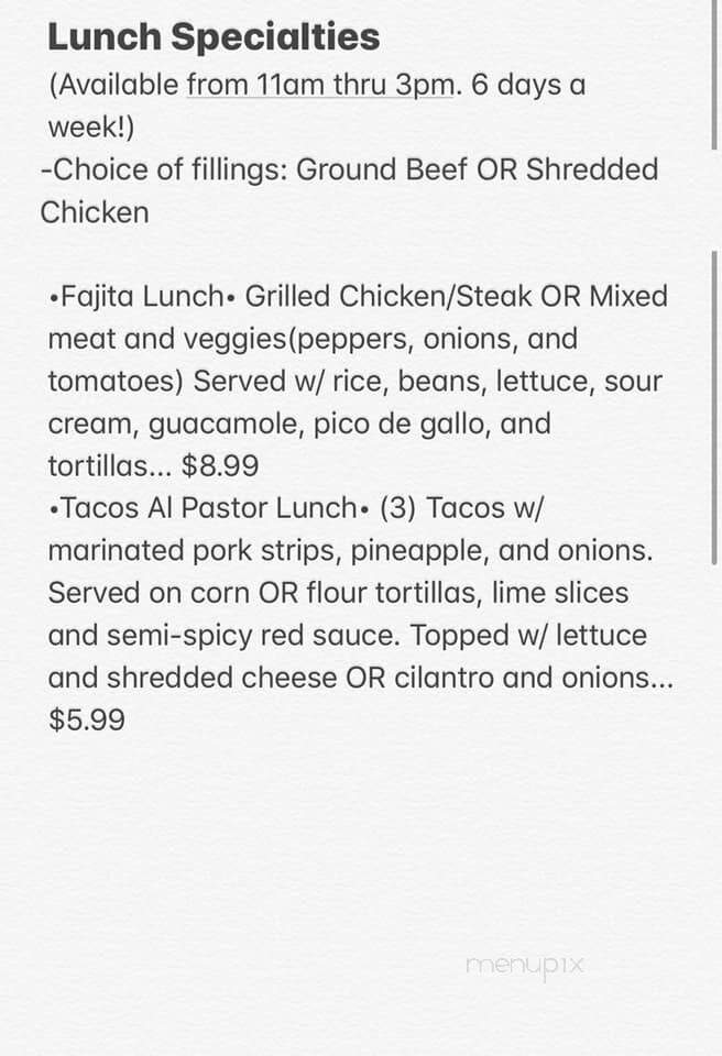 Mi Patio - Petersburg, IN menu_pic