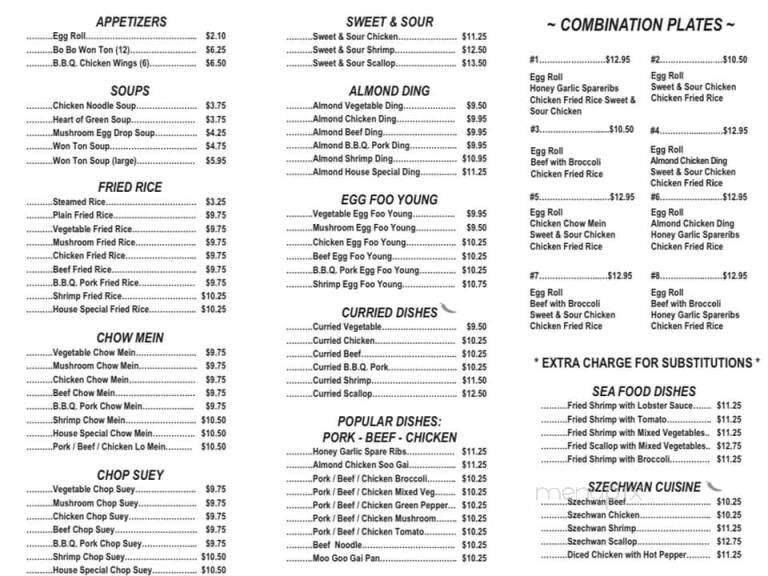 China Village Restaurant - Kingston, NS menu_pic