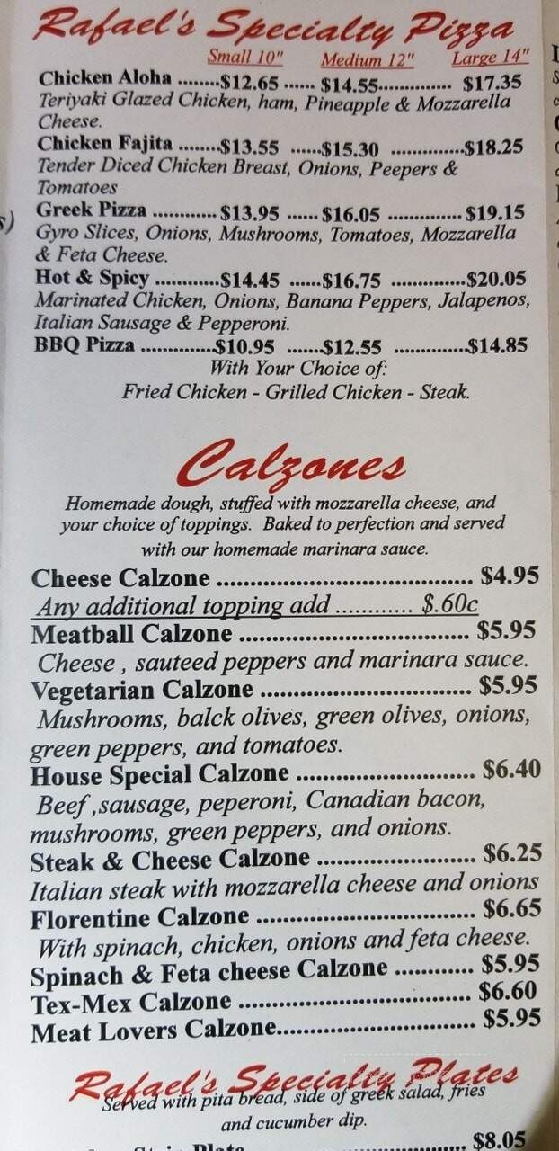 Restaurant Raphael's Italian - Fayetteville, TN menu_pic