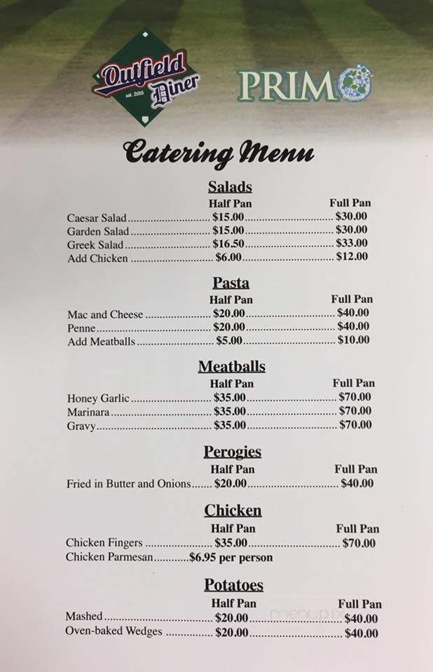 Outfield Diner - Lakeshore, ON menu_pic
