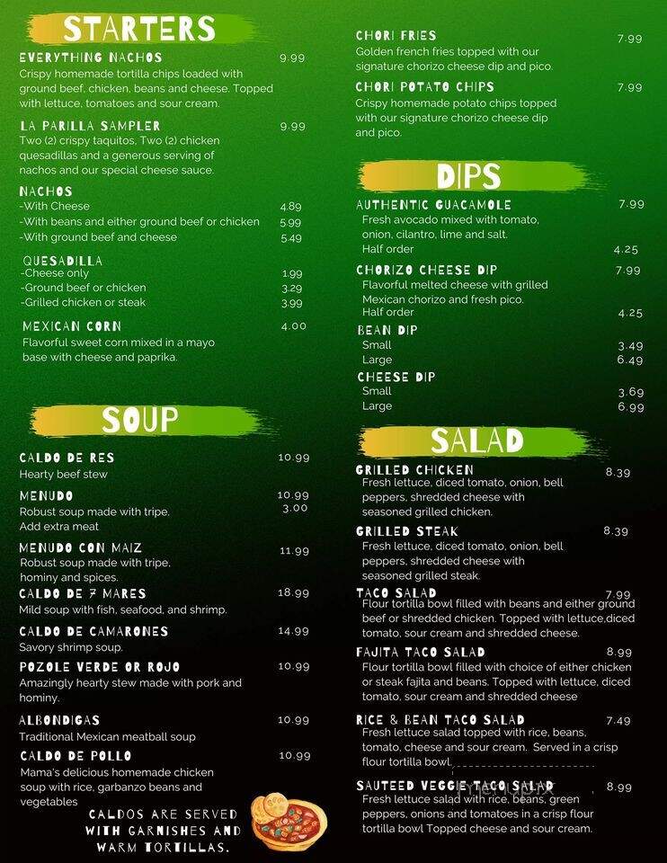 La Parilla Caliente - Bremen, IN menu_pic