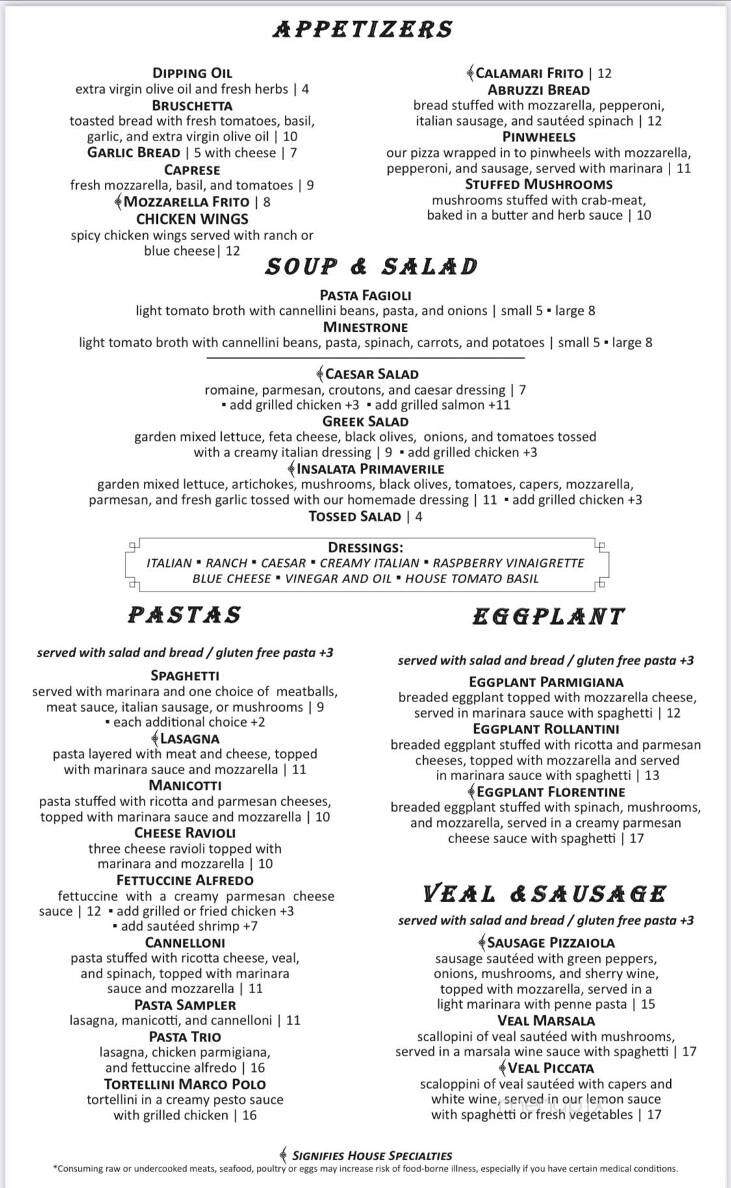 Casa Pasta - Helotes, TX menu_pic