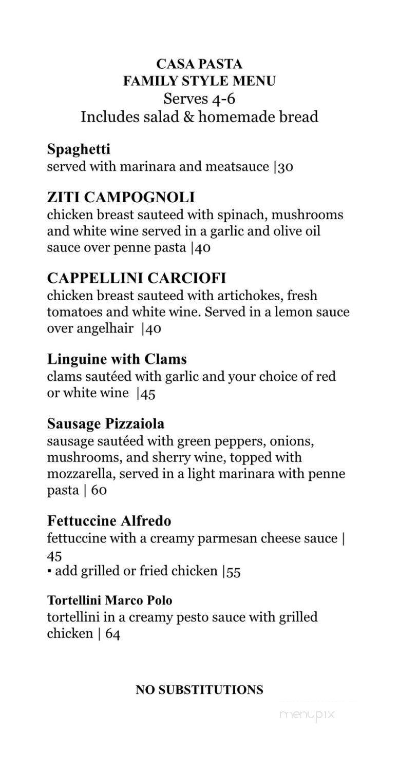 Casa Pasta - Helotes, TX menu_pic