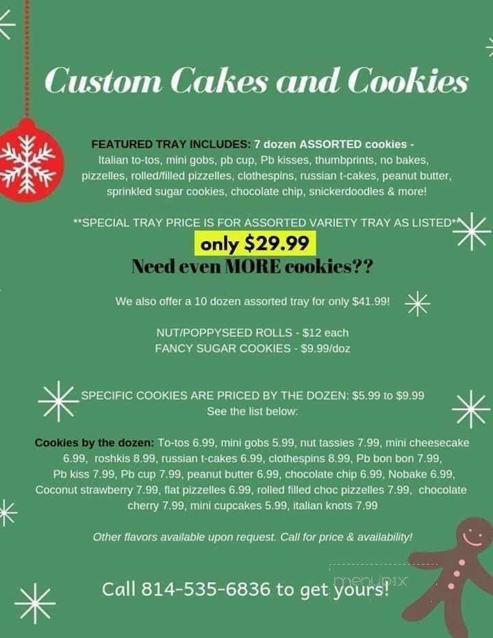 Custom Cakes & Cookies - Johnstown, PA menu_pic