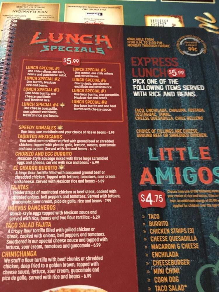 El Charro - Marshfield, MO menu_pic
