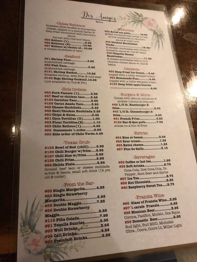 Dos Amigos - Salome, AZ menu_pic