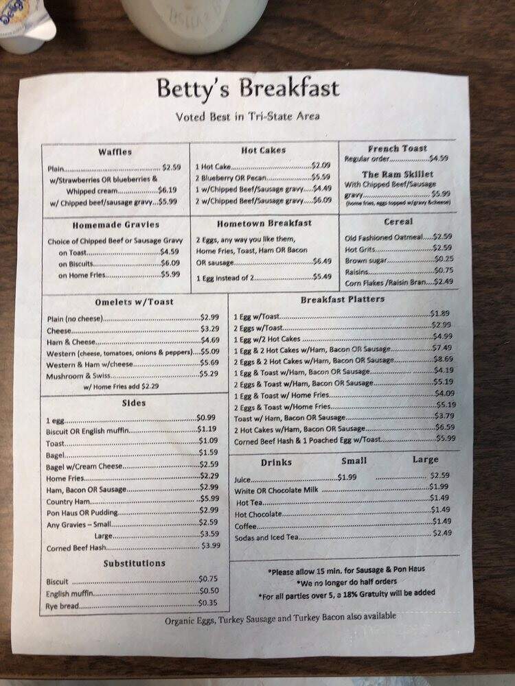 Betty's Restaurant - Shepherdstown, WV