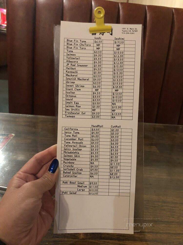 Tommy's Sushi Japanese - Tustin, CA menu_pic