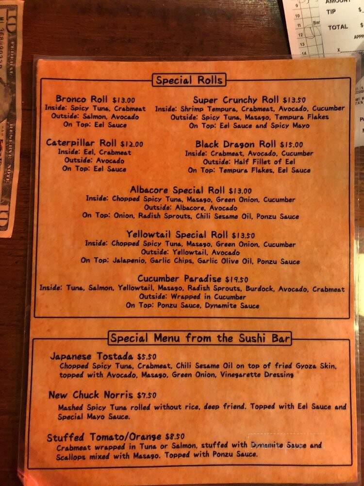 Tommy's Sushi Japanese - Tustin, CA menu_pic