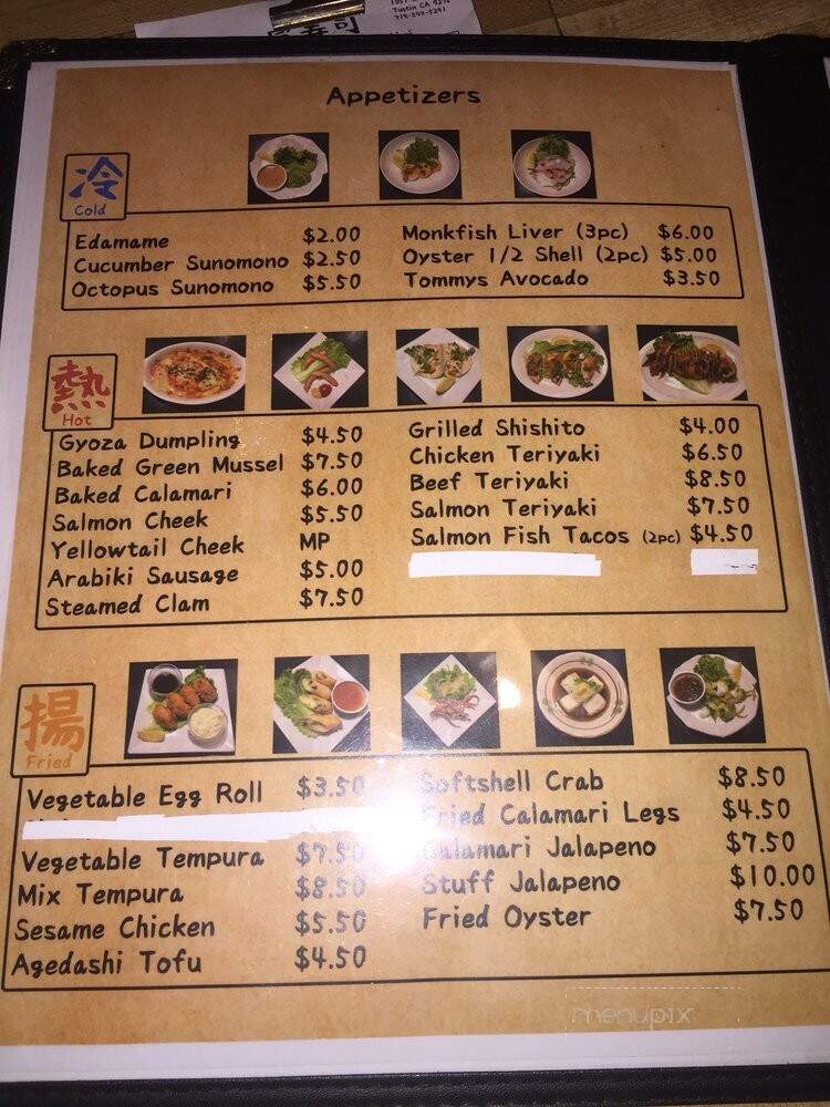Tommy's Sushi Japanese - Tustin, CA menu_pic