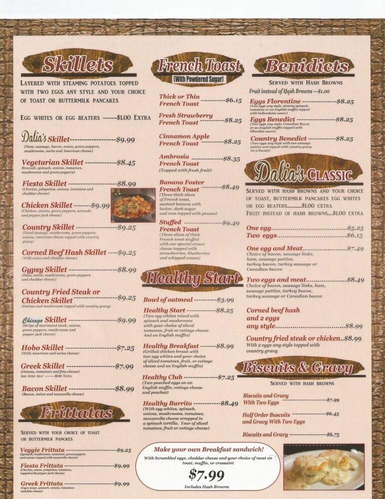 Dalia's Pancake House - Palos Hills, IL menu_pic