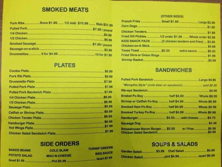 Pappy's Hickory-Smoked BBQ - Meridian, MS menu_pic