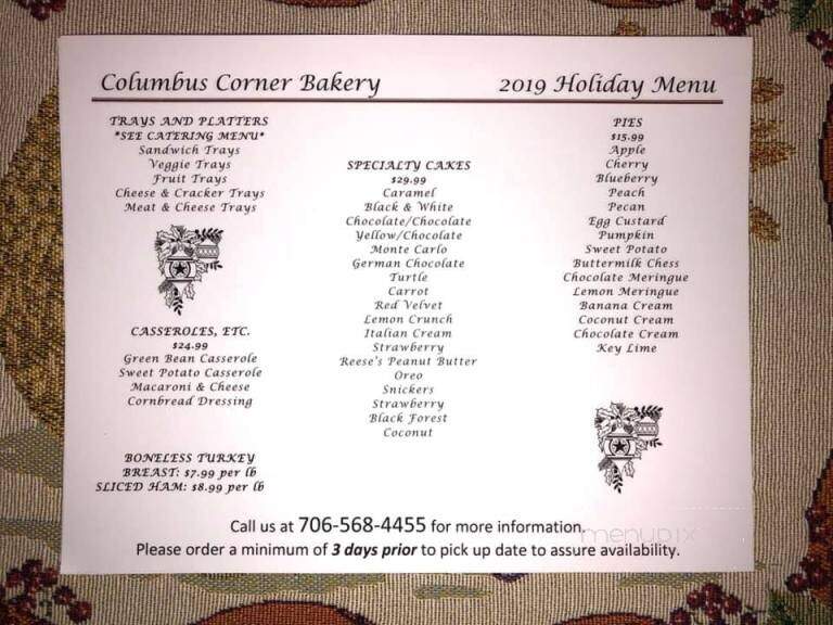 Columbus Corner Bakery & Deli - Columbus, GA menu_pic