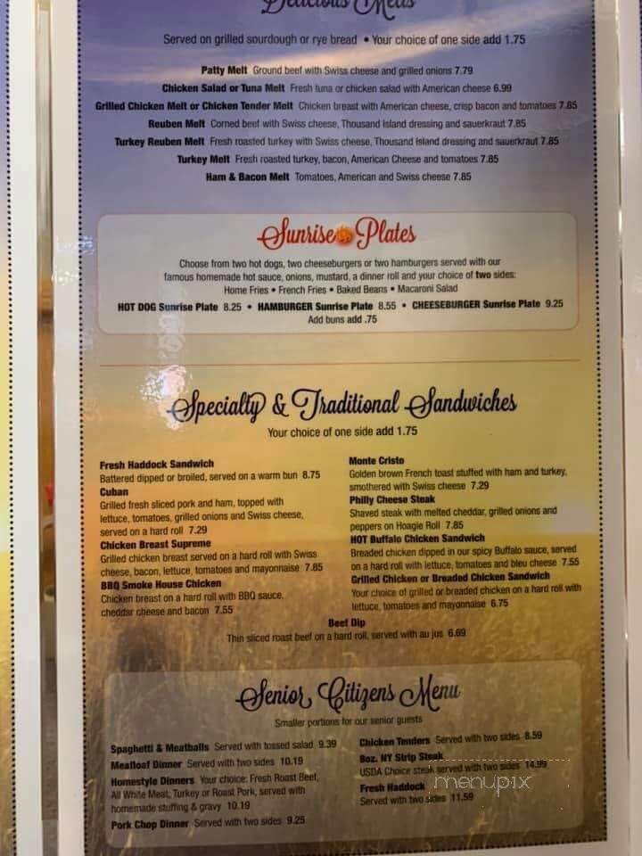 Sunrise Restaurant - Dansville, NY menu_pic