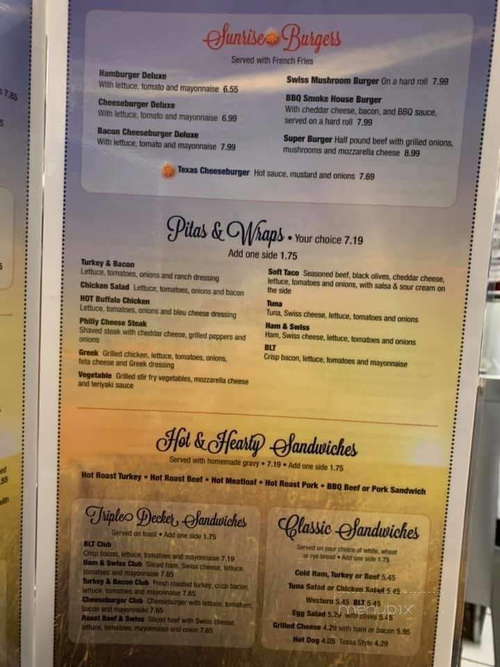 Sunrise Restaurant - Dansville, NY menu_pic