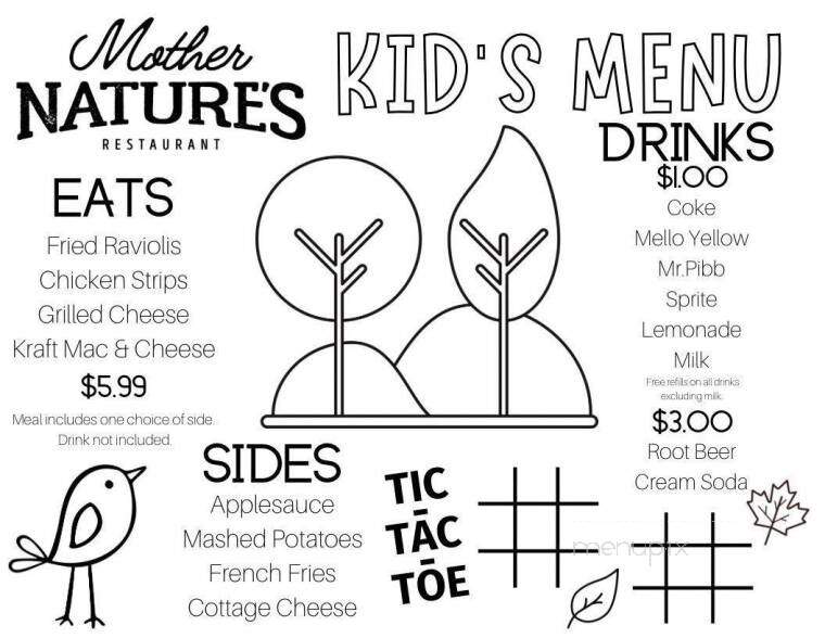 Mother Nature's Restaurant - Estherville, IA menu_pic