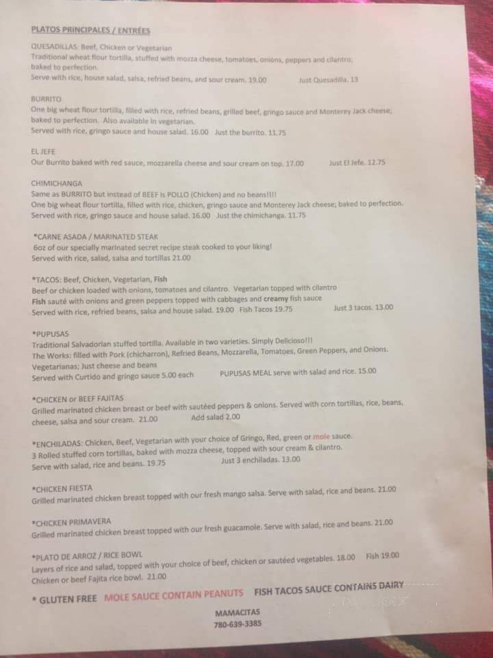 Mamacitas Mexican Restaurant - Cold Lake, AB menu_pic