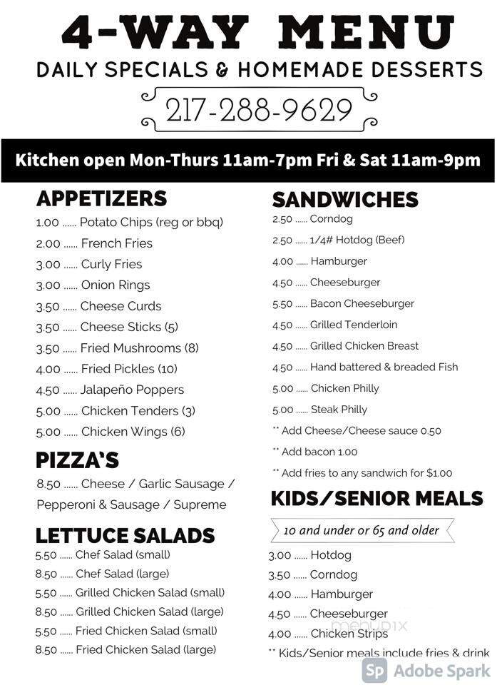 4 Way Saloon - Sidell, IL menu_pic