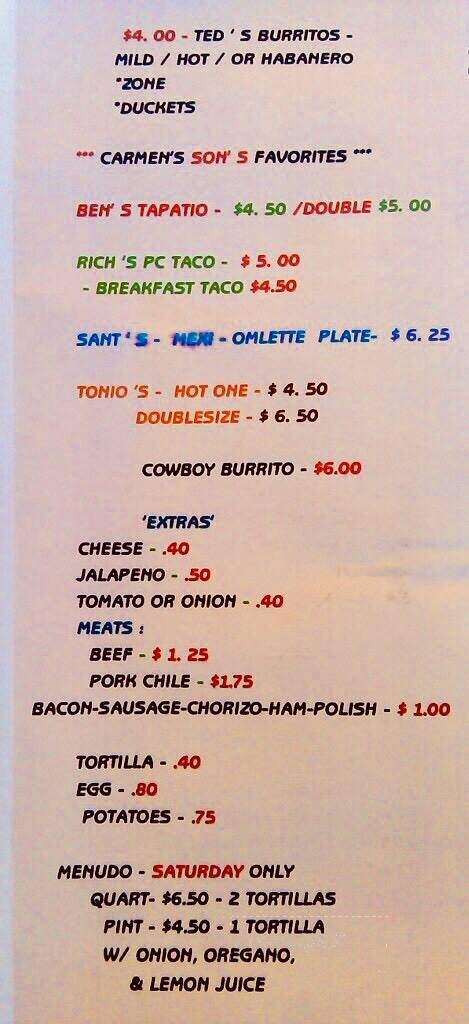 Carmen's Burritos & Restaurant - Gering, NE menu_pic