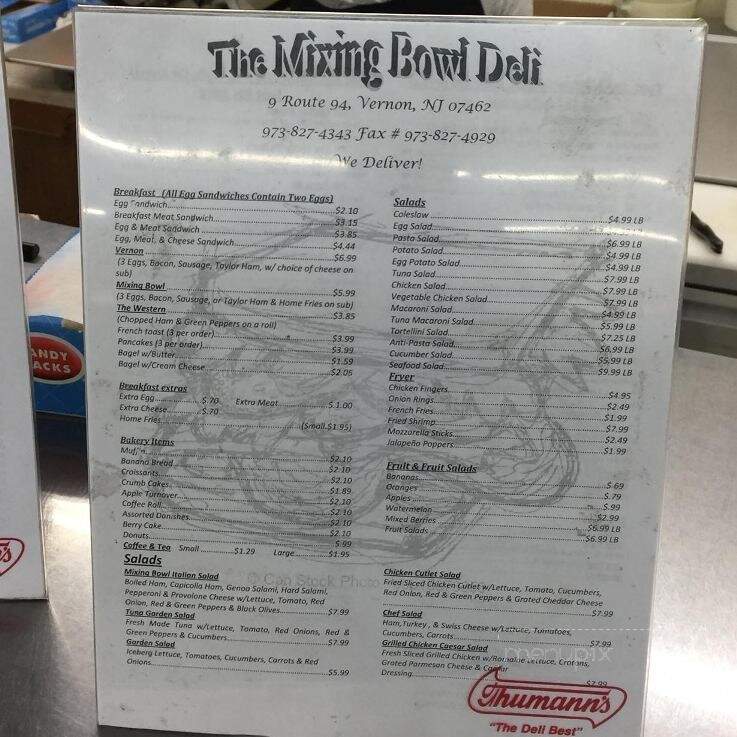 Mixing Bowl Deli - Vernon, NJ menu_pic