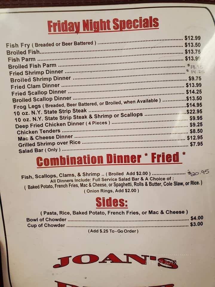 Joan's Diner - Chadwicks, NY menu_pic