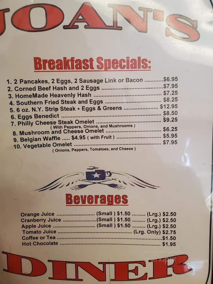 Joan's Diner - Chadwicks, NY menu_pic