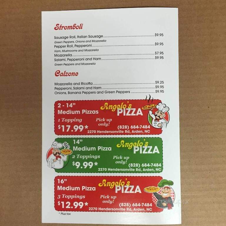 Angelo's Pizza - Arden, NC menu_pic