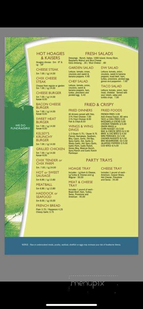 DW's Deli & Hoagies - Shamokin, PA menu_pic