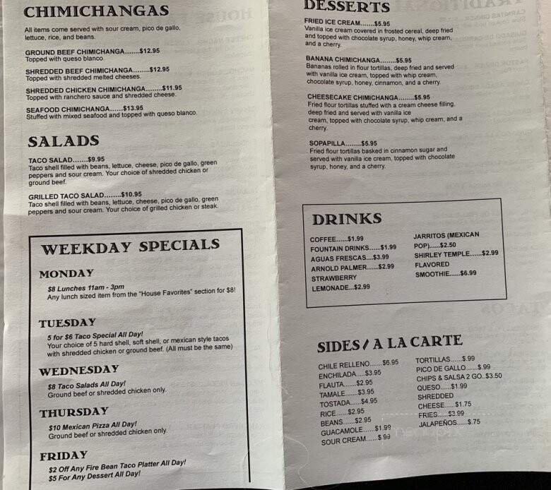 La Fonda Mexican restaurant - Imlay City, MI menu_pic