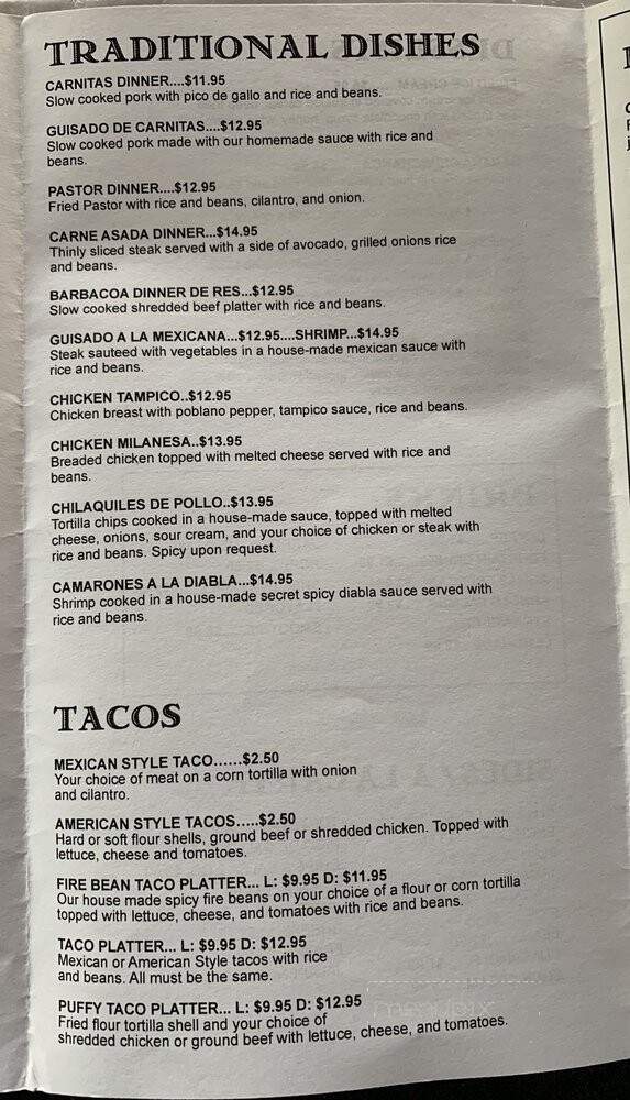 La Fonda Mexican restaurant - Imlay City, MI menu_pic