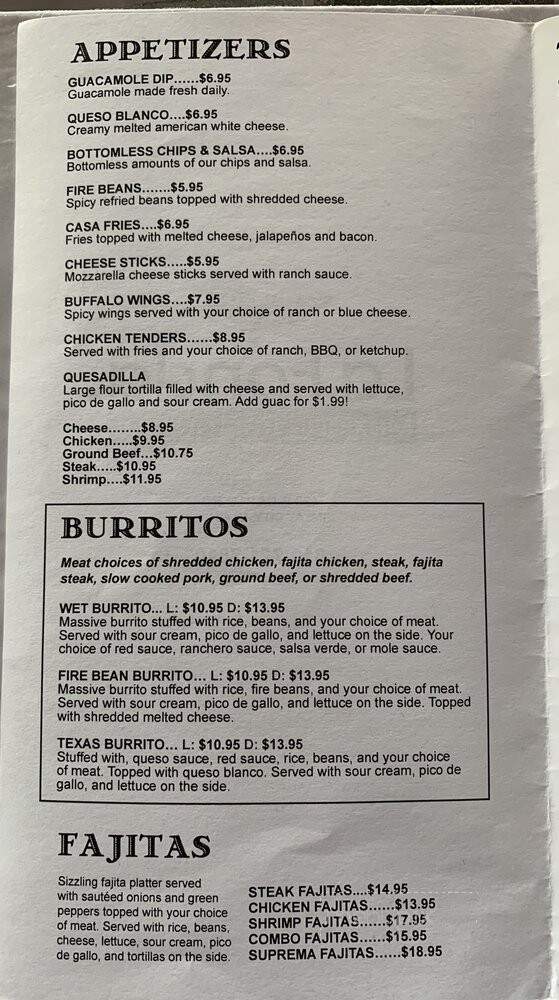 La Fonda Mexican restaurant - Imlay City, MI menu_pic