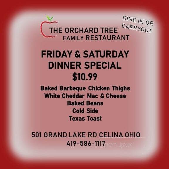 Orchard Tree Family Restaurant - Celina, OH menu_pic